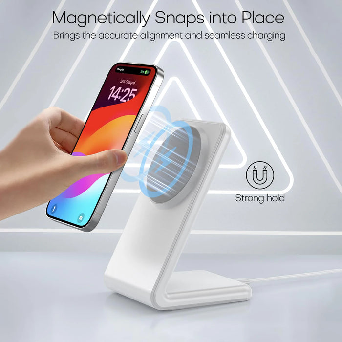 MagSafe Magnetic Wireless Charger Dock Stand — 15W Fast Charge for iPhone 12–16 (Mini/Pro/Max/Plus)