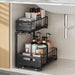 Pull-Out Under-Sink Organiser, 2-Tier Adjustable Sliding Shelf, Black & White