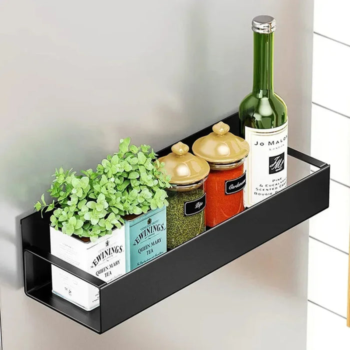 Magnetic Fridge Side Shelf Organiser for Spices — Black (2 pack)