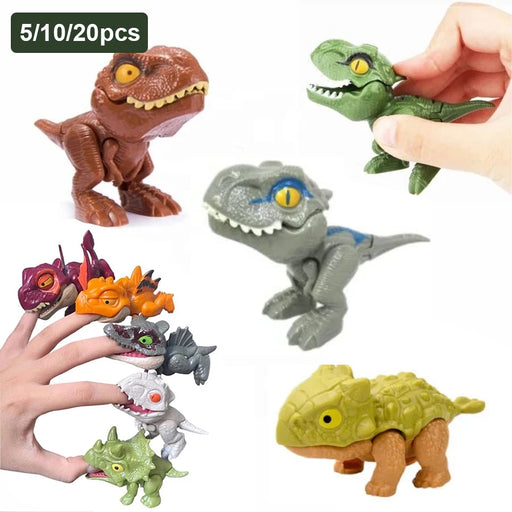 Mini Cartoon Tyrannosaurus Finger Dinosaurs — Plastic Finger Puppets (5/10/20)