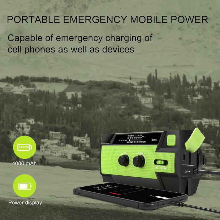 Disaster Prevention Emergency Flashlight Radio Solar Hand Crank Rechargeable Rechargeable Multifunctional LED Reading Light Radi
