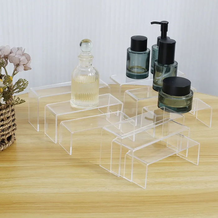 Acrylic Display Stands — 3/6/9/12 Pack Clear Mini Organisers for Perfume, Dolls & Jewellery