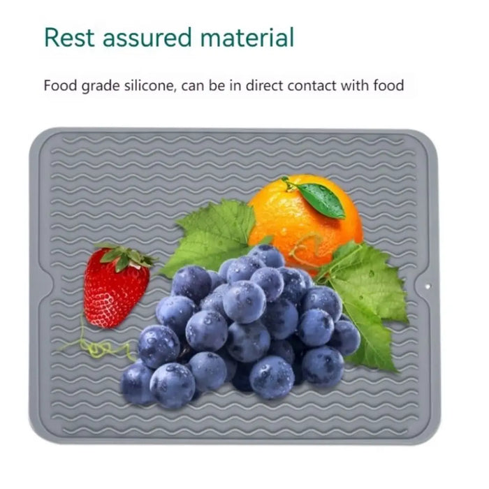 Foldable Silicone Drying Mat — Heat-resistant, Anti-slip Kitchen Drain Mat