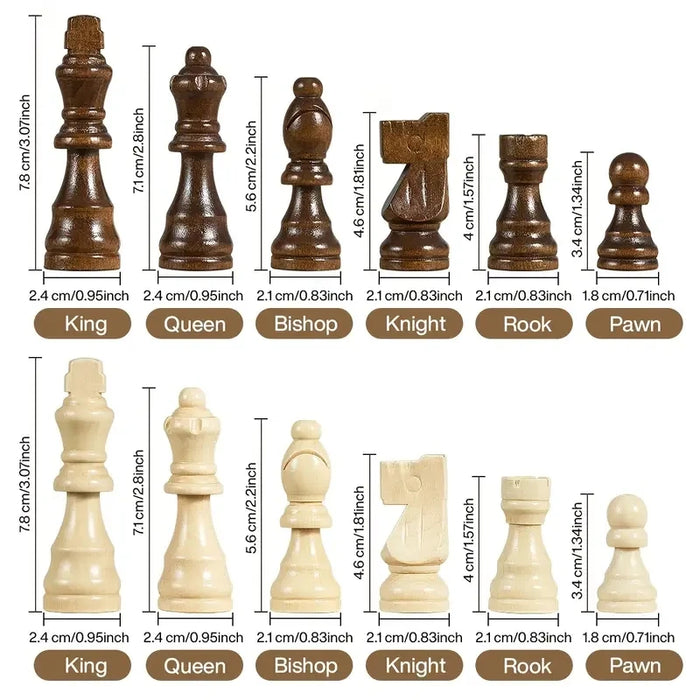 39.3cm / 15.47in Magnetic Wooden Folding Chess Set with 2 Extra Queens – Travel & Tournament