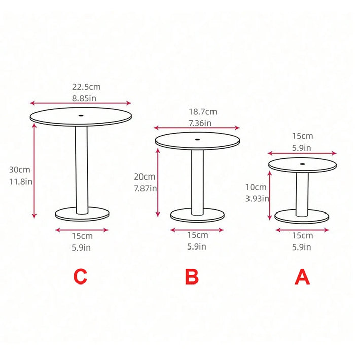 Transparent Acrylic Round Cake Stand for Desserts, Cupcakes & Events — 15/18.7/22.5cm