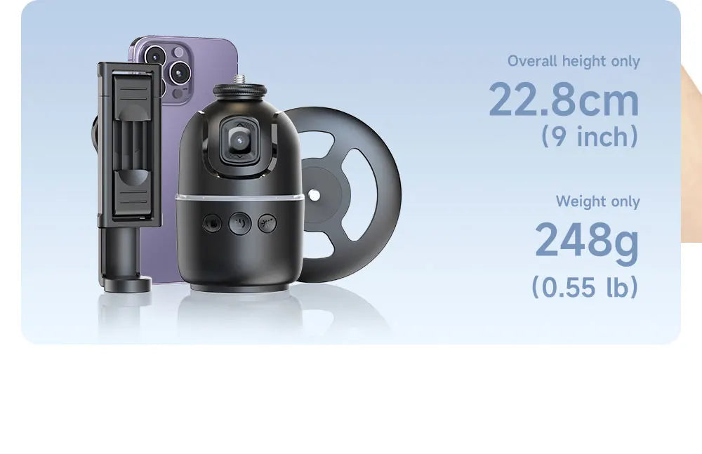 P03 360° Auto Face-Tracking AI Phone Gimbal — Desktop Tripod Holder for Vlog & Live