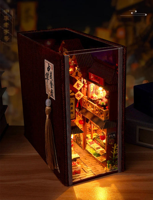 Retro Street-Food Book Nook DIY Wooden Miniature Kit — Shelf Insert