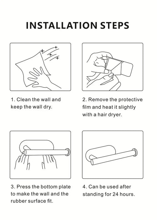 Self-Adhesive Punch-Free Toilet & Towel Roll Holder, Stainless Steel Wall Mount
