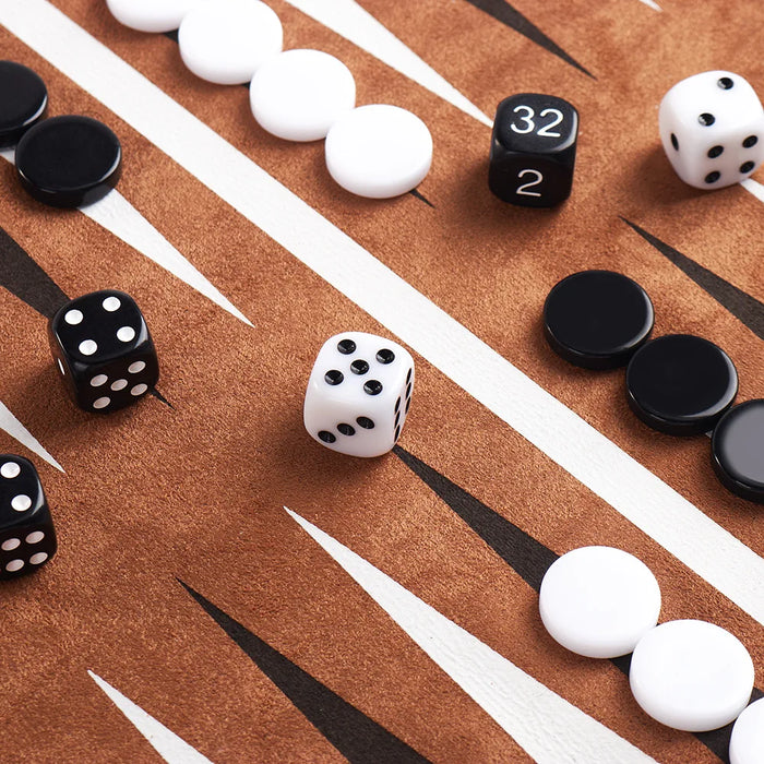 Portable Foldable Backgammon Travel Set — PU Leather Roll-Up Board with Pieces & Dice