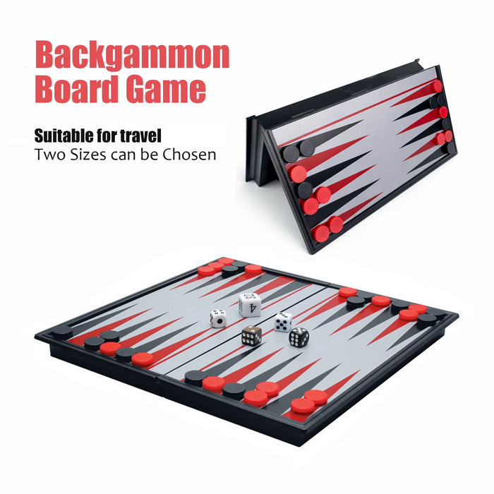 Folding Magnetic Backgammon Set – Portable Travel Board, Educational Game (2 Sizes)
