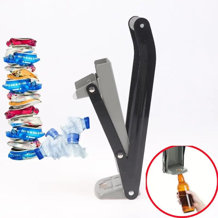 Heavy-Duty Metal Can Crusher for 12oz & 16oz Cans with Bottle Opener