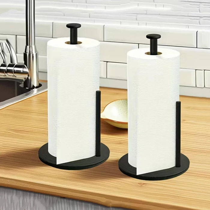 Stainless Steel Kitchen Roll Holder with Weighted Base - Heavy-Duty Countertop Organiser