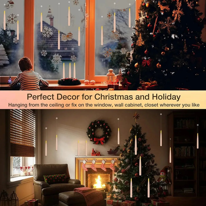 10/12 LED Floating Flameless Candles with Magic Wand Remote