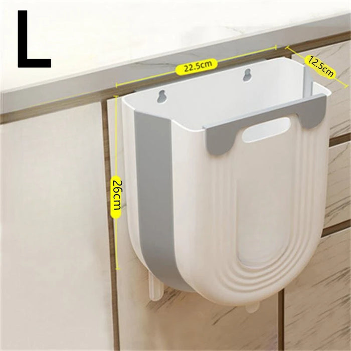 Folding Wall-Mounted Kitchen Bin — Small & Large, Plastic, Grey/Purple/Blue