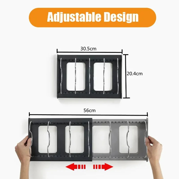 Expandable Stainless-Steel Pot & Pan Organizer Rack with 7 Dividers