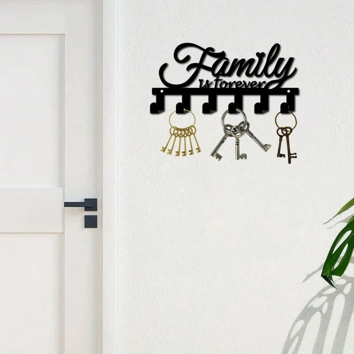 Black Iron 'Family' Wall Key Holder — Wall-Mounted Hook & Hat Rack
