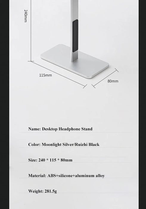 Aluminium Headphone Stand for AirPods Max — Detachable, Auto‑sleep, Anti‑slip Pad