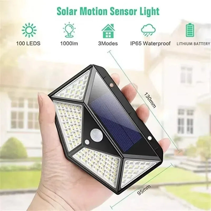 Solenergi LED-lampa - Multifunktionell solenergidriven strålkastare, vattentät, med rörelsesensor - Idealisk för utomhus trädgårdsdekoration