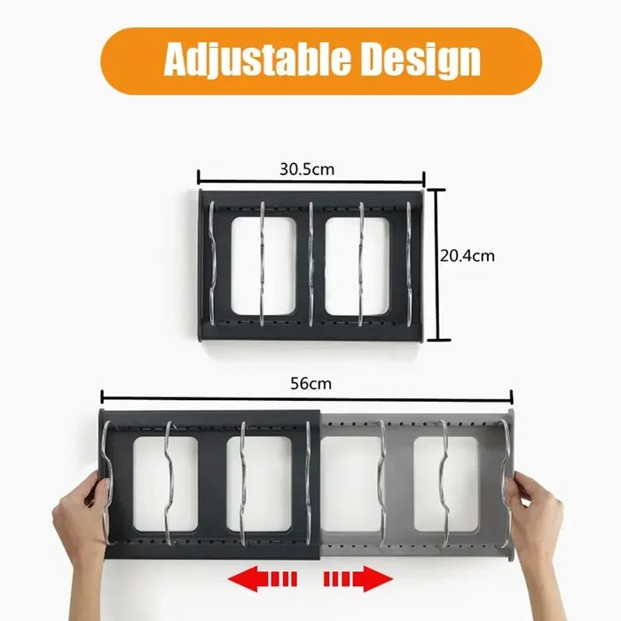 Expandable Stainless-Steel Pot & Pan Organizer Rack with 7 Dividers