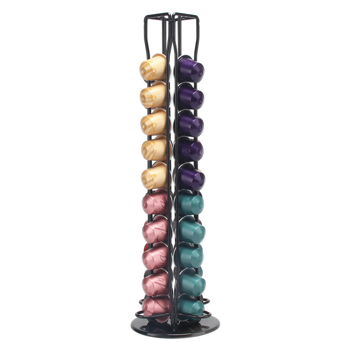 Rotating Metal Coffee Pod Holder — Plated Rack for Nespresso Capsules (Black, Silver, Gold)