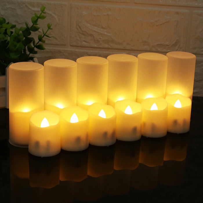 USB Rechargeable Flameless Tea Lights with Remote & Timer – 6 Pack Warm White