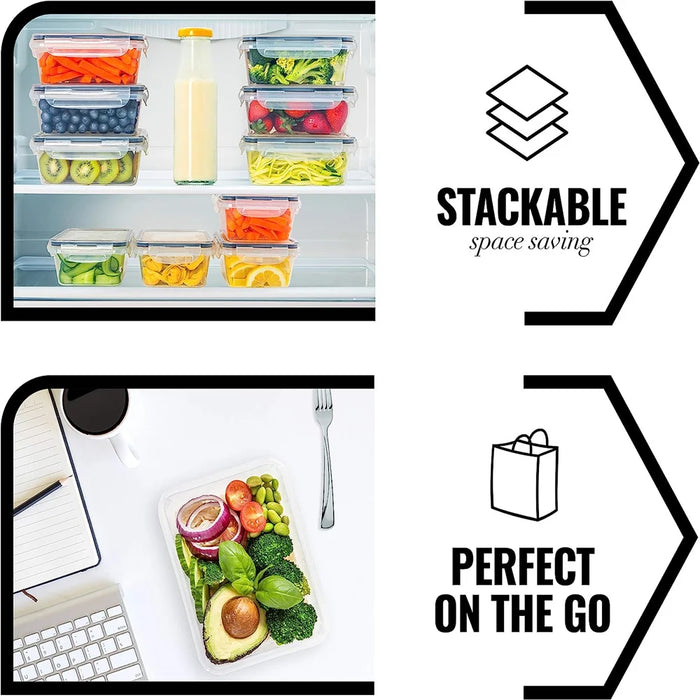 Kitchen Food Container Set — 10× 840ml BPA-Free Plastic, Microwave & Dishwasher Safe, with 10 Stickers & Marker