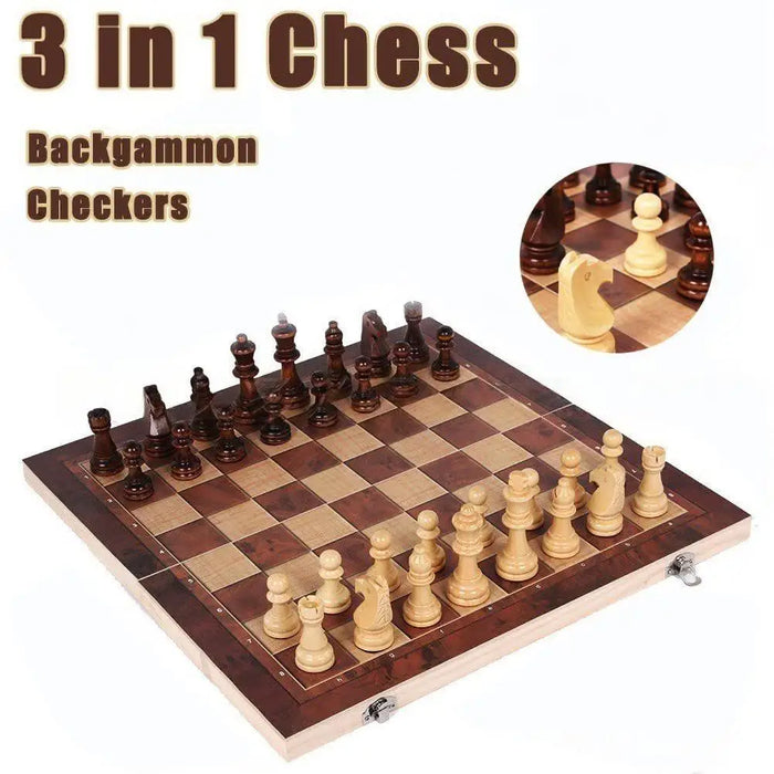 3-in-1 Travel Games Set — Chess, Backgammon & Checkers (Five Sizes)