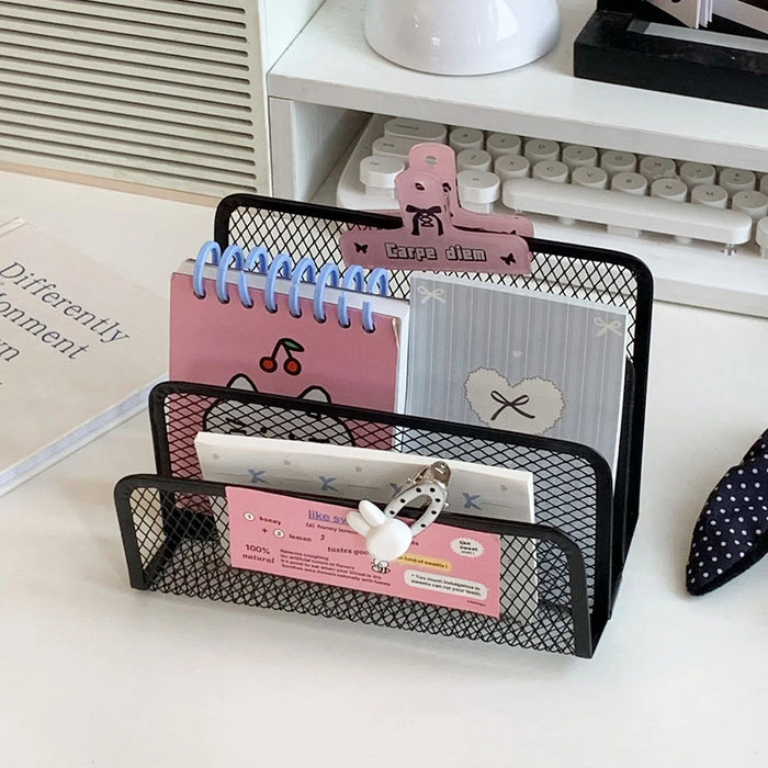 4-Tier Iron Mesh Desk Organiser – Letter Holder for Documents & Stationery
