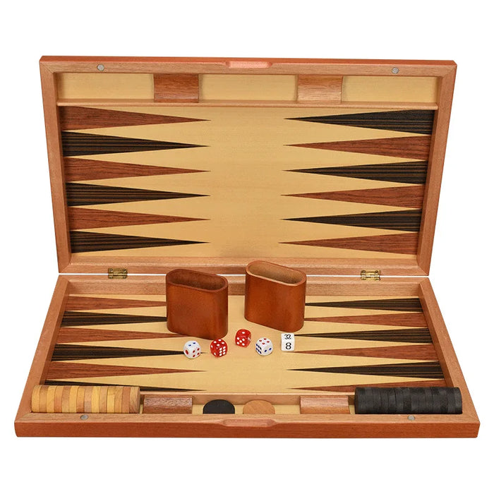 Foldable Wooden Backgammon Set 11–17 inch — Handmade, Foldable Board with Accessories