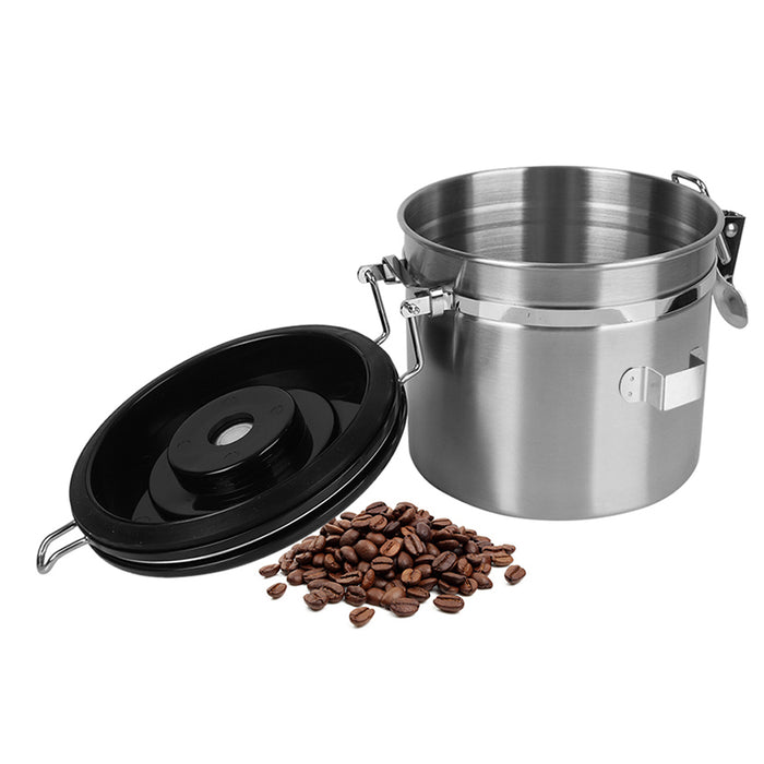 Stainless Steel Coffee Canister with Airtight Lid & CO2 Valve — 1.2L / 1.8L