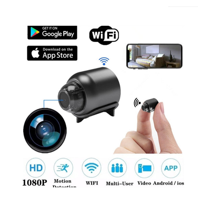 Mini Wifi Camera 1080P - Wireless Surveillance Security with Night Vision, Motion Detection, 160 Degree Audio Recording, Google Play Compatible - Perfect for Baby Monitoring & IP Cam Needs