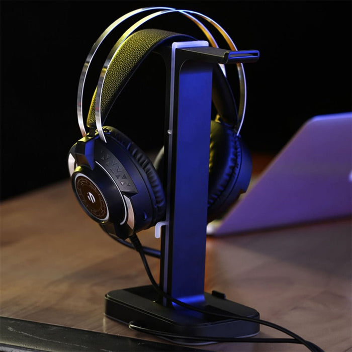 Inphic H100 Headset Stand - Dual USB Ports, Colorful Light Base, Headphone Hanger, Mount Holder - Perfect for Office & Home Decor - Shopsta EU