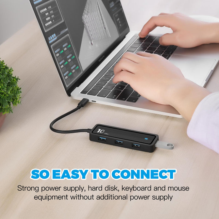 Pinrui 6-in-1 USB Hub - USB3.1 Gen 2 4-Port Expander with SD/TF Adapter, Laptop Docking Station - Perfect for Efficient Working and Data Transfers - Shopsta EU