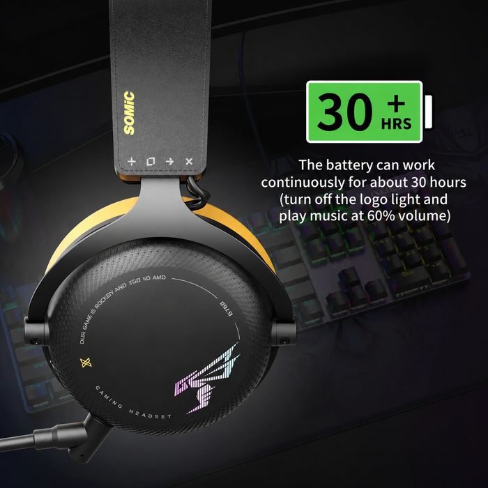 Serie SOMiC G - Auriculares inalámbricos para juegos con micrófono desmontable - 3 modos de conexión: Bluetooth, dongle USB de 2,4 G, cable de 3,5 mm - Compatible con PS5/PS4/PC/ordenador/teléfono/XBOX/Switch