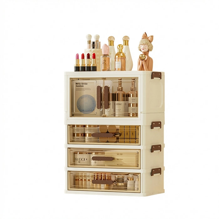 Foldable Transparent Drawer Cosmetic Organiser — Dustproof Multi‑Layer Makeup Storage