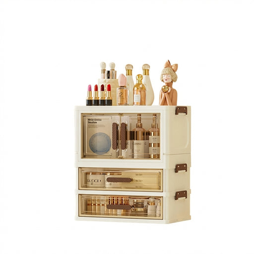 Foldable Transparent Drawer Cosmetic Organiser — Dustproof Multi‑Layer Makeup Storage