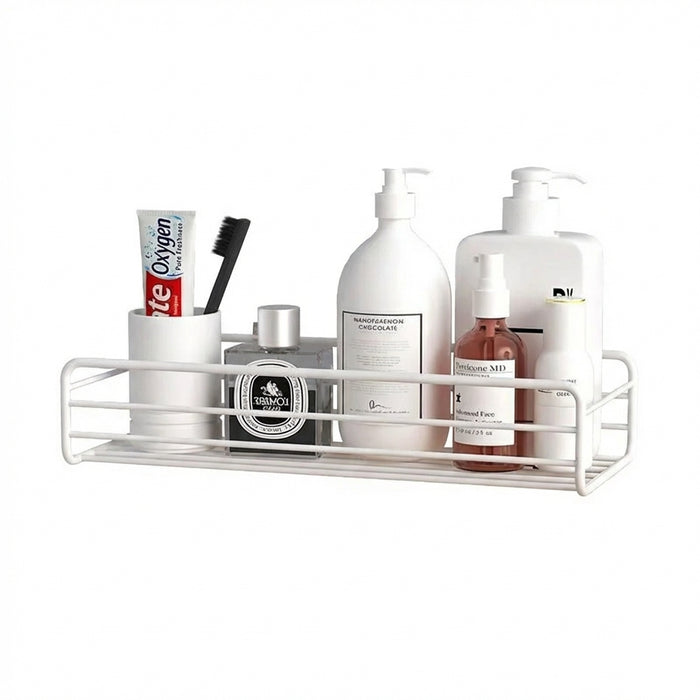 Corner Punch-Free Storage Rack — Single-Tier Bathroom & Kitchen Shelf (Black)