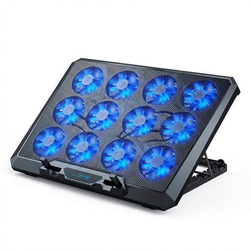 12-Fan Laptop Cooling Pad for 12–17.3 inch Laptops with Dual USB & Phone Stand
