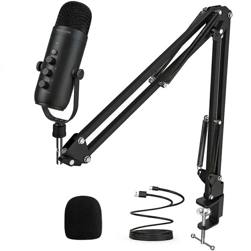 USB Cardioid Condenser Microphone Kit with Boom Arm — Streaming & Podcast Setup