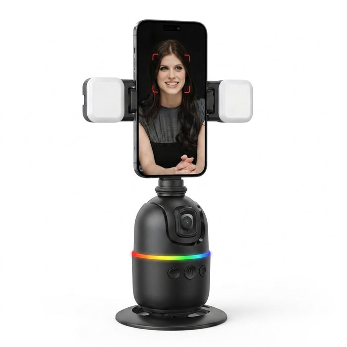 P03 AI 360° Face‑Tracking Selfie Gimbal with Light — Universal Smartphone Stabiliser