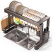 Over‑Sink Dish Drying Rack with Utensil Holder — Stainless Steel, Matt Black