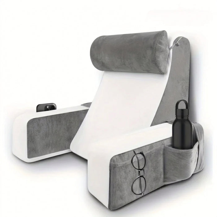 Extra-Large Memory Foam Reading Pillow with Armrests — Bed & Chair Backrest for TV and Gaming