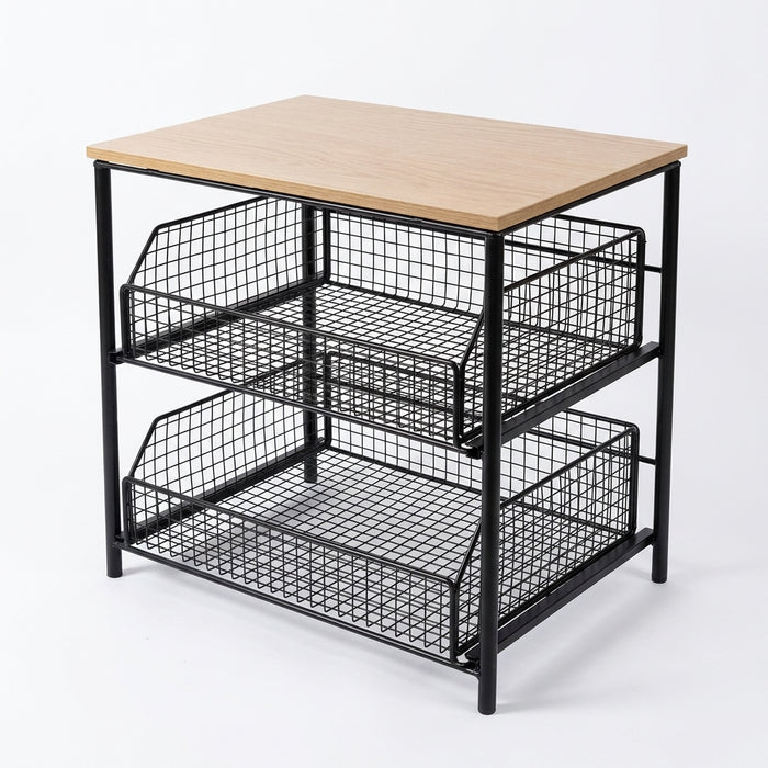Space-saving Kitchen Countertop Storage Rack with Drawers & Metal Baskets