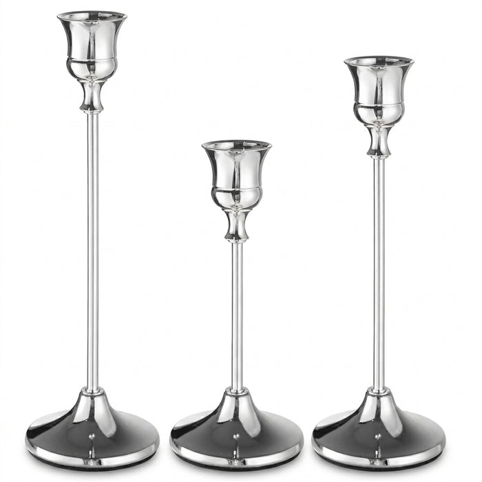 Vintage Elegant Tabletop Candle Holders – Metal & Aluminium, Single or 3‑Piece Sets