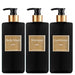 Refillable Shower Soap Dispenser Set – Plastic Shampoo, Conditioner & Hand/Dish Bottles (Brown or Black)