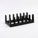 6-Compartment Pot Lid Organiser – Space-Saving Plastic Kitchen Rack (Grey/Black)