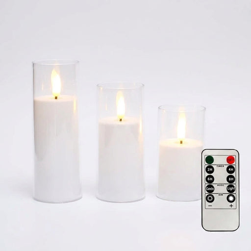 LED Flameless Acrylic Candles with Remote & Timer – Flickering, Battery Powered