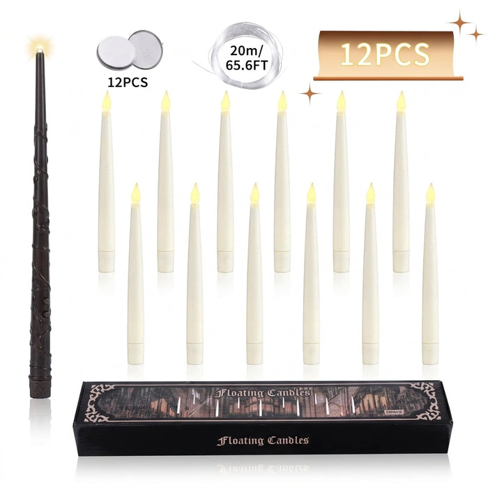 10/12 LED Floating Flameless Candles with Magic Wand Remote