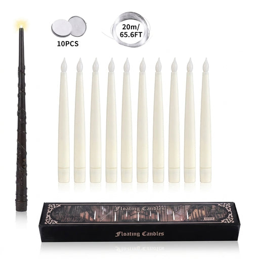 10/12 LED Floating Flameless Candles with Magic Wand Remote