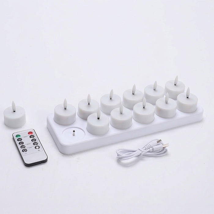 Rechargeable Flameless LED Tea Lights with Remote & Timer — 3D Flicker
